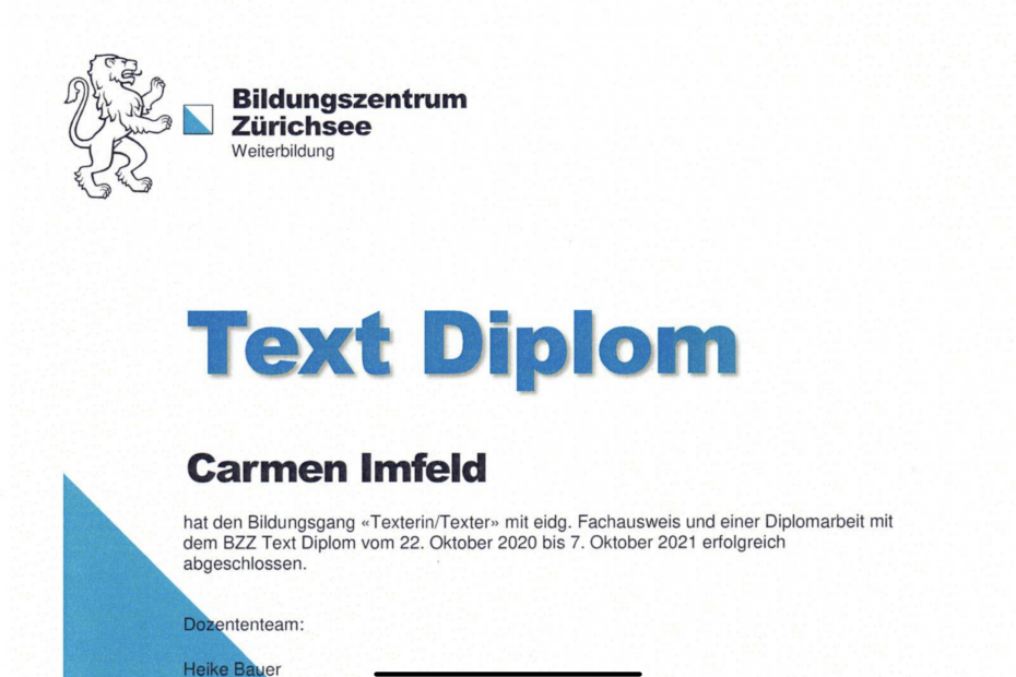 Diplom Texterin BZZ